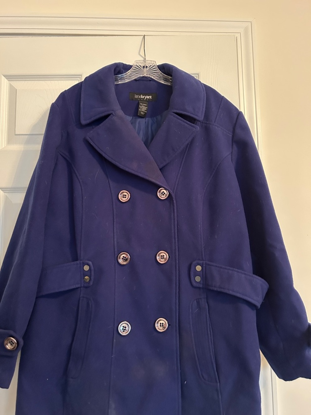 Lane Bryant Navy Blue Double-Breasted Pea Coat